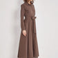 Breastfeeding friendly 100 percent Cotton maxi brown dress with sleeves