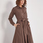 Breastfeeding friendly 100 percent Cotton maxi brown dress with sleeves