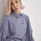 Long sleeve tunic length poplin shirt with pockets women's