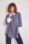 Cotton linen shirt oversized long tunic long sleeve