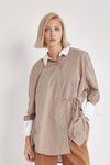 Cotton linen shirt oversized long tunic long sleeve