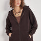 Women cotton full zip hoodie long