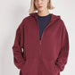 Women cotton full zip hoodie long