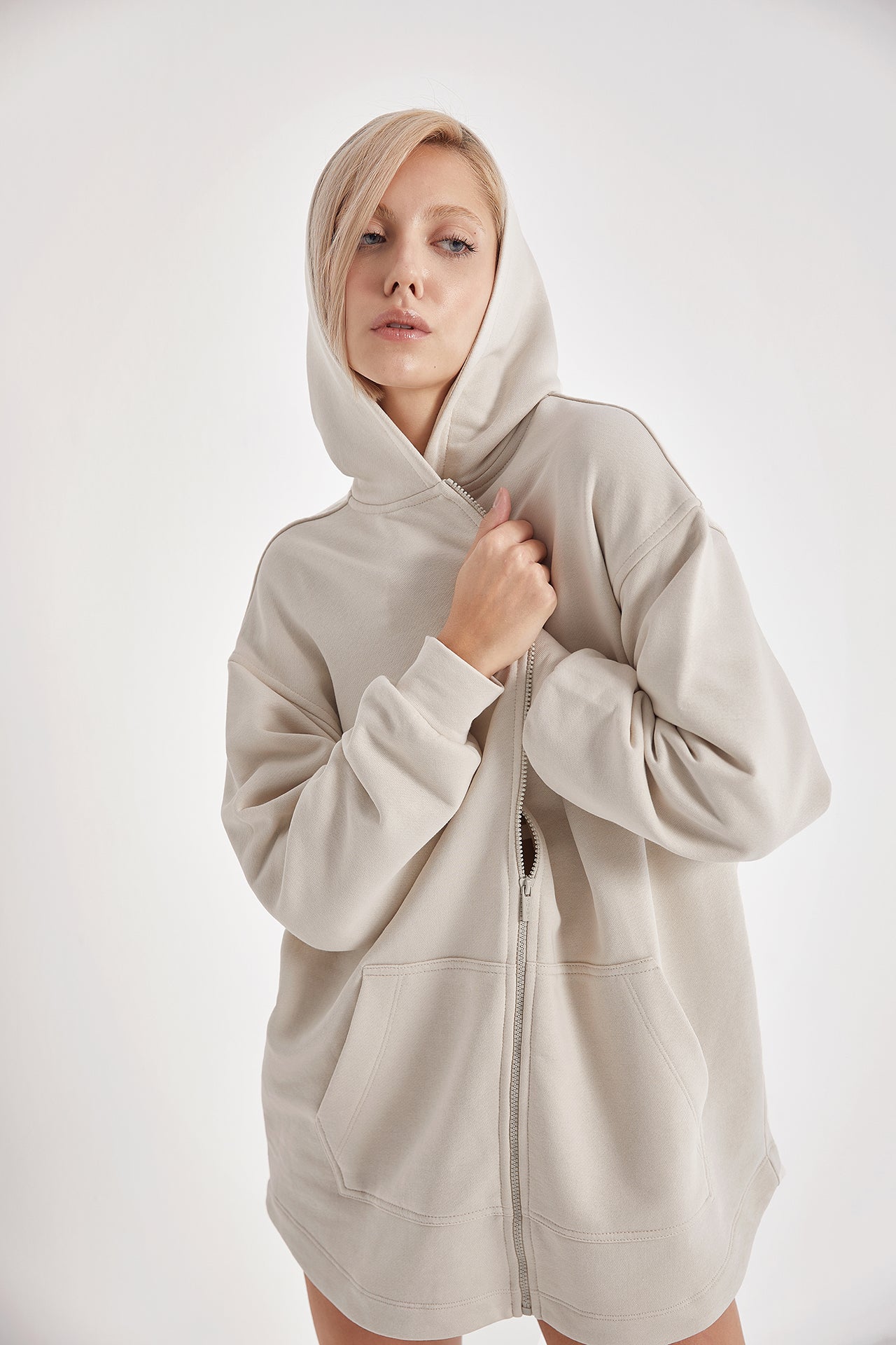Cotton Full Zip Hoodie - Ivory – Qoza