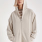 Women cotton full zip hoodie long