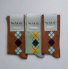 Cotton Crew Argyle Socks 3-Pack – Assorted Combos (Mocha-Green-Mocha) - Sage Collection