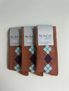 Cotton Crew Argyle Socks 3-Pack - Mocha Mousse - Sage Collection