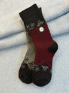 Lambswool Designed Crew Socks 2-Pack — Burgundy & Charcoal - Sage Collection