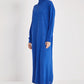 High-Neck Cotton Knit Dress with Zipper - Blue - Sage Collection