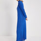 High-Neck Cotton Knit Dress with Zipper - Blue - Sage Collection