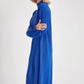 High-Neck Cotton Knit Dress with Zipper - Blue - Sage Collection