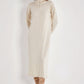 High-Neck Cotton Knit Dress with Zipper - Ivory - Sage Collection
