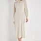 High-Neck Cotton Knit Dress with Zipper - Ivory - Sage Collection