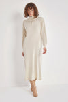 High-Neck Cotton Knit Dress with Zipper - Ivory - Sage Collection