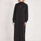 High-Neck Cotton Knit Dress with Zipper - Black - Sage Collection