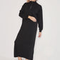 High-Neck Cotton Knit Dress with Zipper - Black - Sage Collection