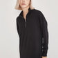 High-Neck Cotton Knit Dress with Zipper - Black - Sage Collection