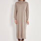 High-Neck Cotton Knit Dress with Zipper - Taupe - Sage Collection