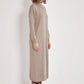 High-Neck Cotton Knit Dress with Zipper - Taupe - Sage Collection