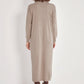 High-Neck Cotton Knit Dress with Zipper - Taupe - Sage Collection