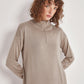 High-Neck Cotton Knit Dress with Zipper - Taupe - Sage Collection