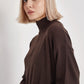 High-Neck Cotton Knit Dress with Zipper - Brown - Sage Collection