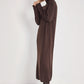 High-Neck Cotton Knit Dress with Zipper - Brown - Sage Collection