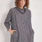 Long sleeve tunic length poplin shirt with pockets women's