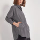 Long sleeve tunic length poplin shirt with pockets women's