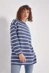 Women 100% cotton striped sweatshirt tunic length