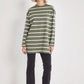 Women 100% cotton striped sweatshirt tunic length