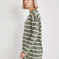 Women 100% cotton striped sweatshirt tunic length