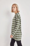 Women 100% cotton striped sweatshirt tunic length