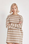 Women 100% cotton striped sweatshirt tunic length in summer