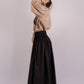 Women's pleated cotton maxi skirt in lightweight breathable fabric, modest summer fashion in black