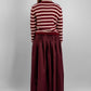 Women's pleated cotton maxi skirt in lightweight breathable fabric, modest summer fashion in burgundy